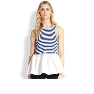💙 TIBI Striped Peplum Top